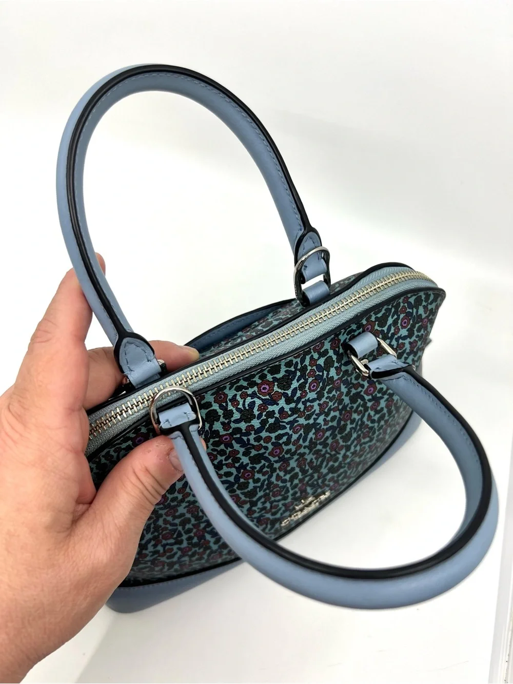 Coach Mini Sierra Ranch Floral Satchel Mist Blue / Crossbody bag F59443